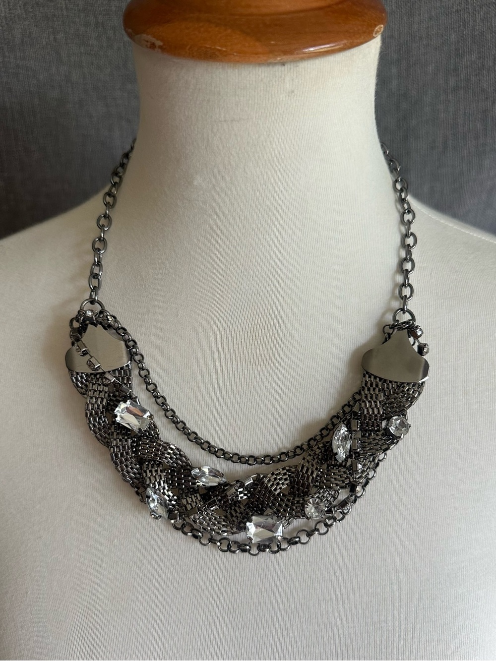 Sofia by Sofia Vergara Silver-tone Rhinestone Mesh Statement Necklace